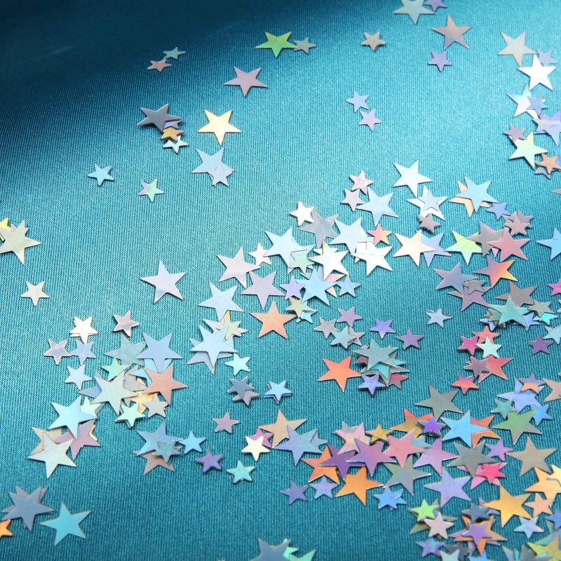 Hestya 60g Star Confetti Glitter Table Confetti Metallic Foil Stars for Christmas Party Wedding Festival Decorations(Holographic Silver,10mm and 6mm) - Image 3